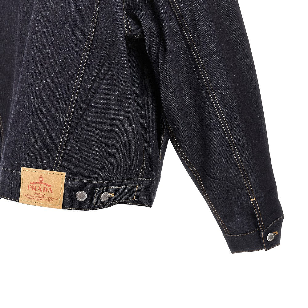 Blouson in denim e pelle scamosciata