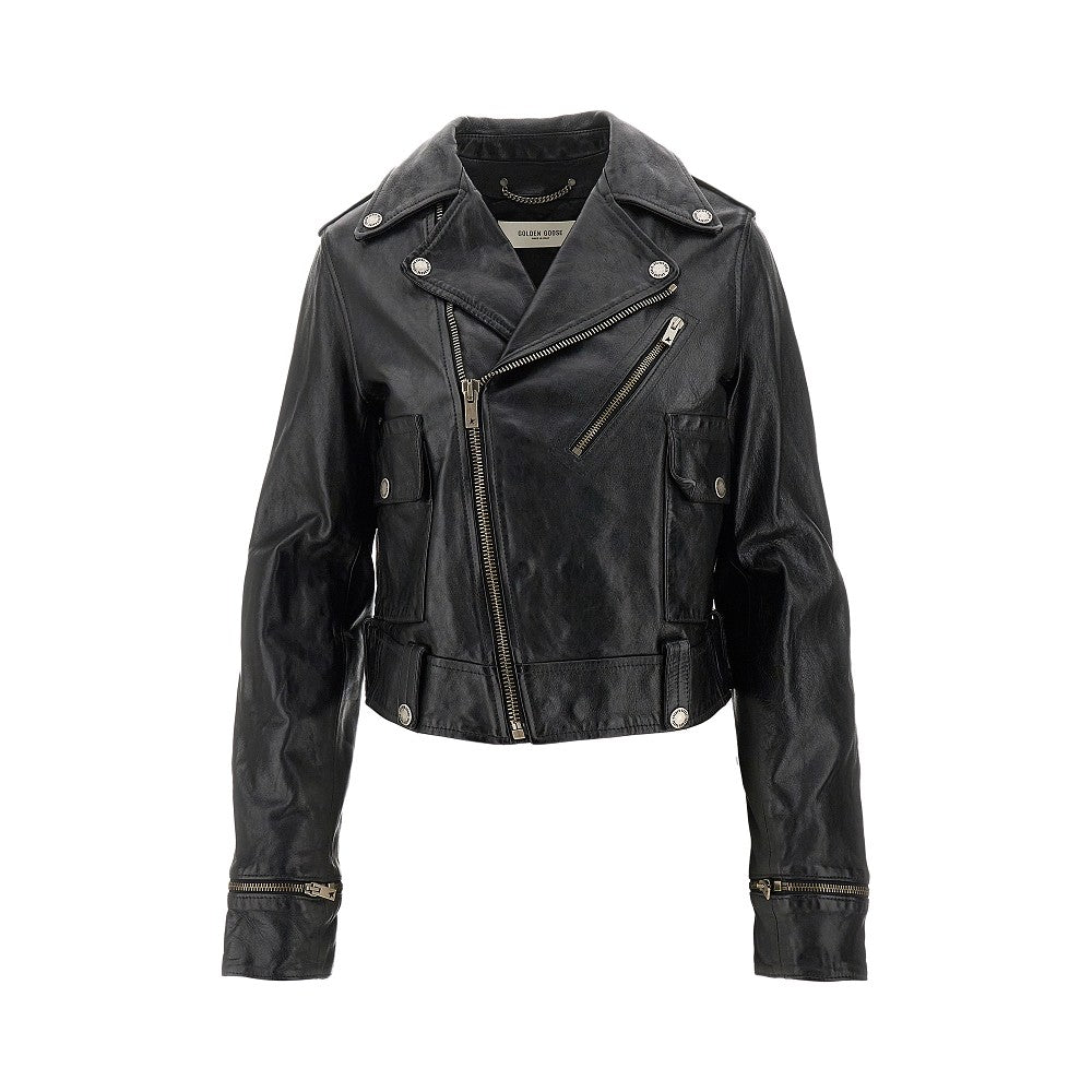 'Nevada' nappa leather biker jacket