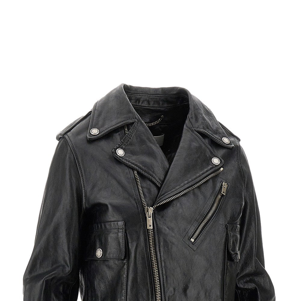 'Nevada' nappa leather biker jacket