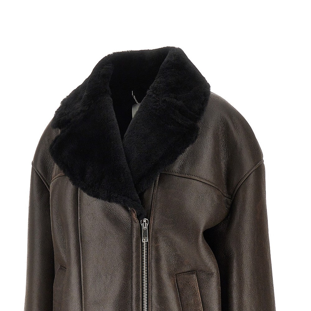 Leather and shearling Aviator jacket