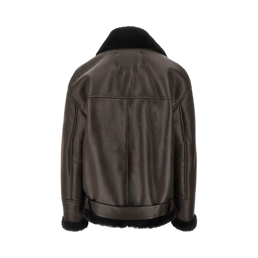 Leather and shearling Aviator jacket