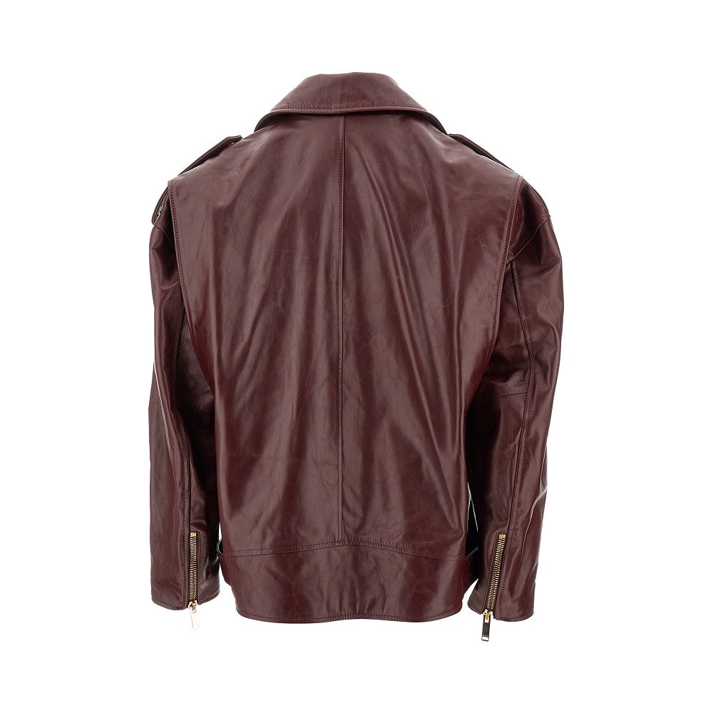 Biker jacket oversize in pelle