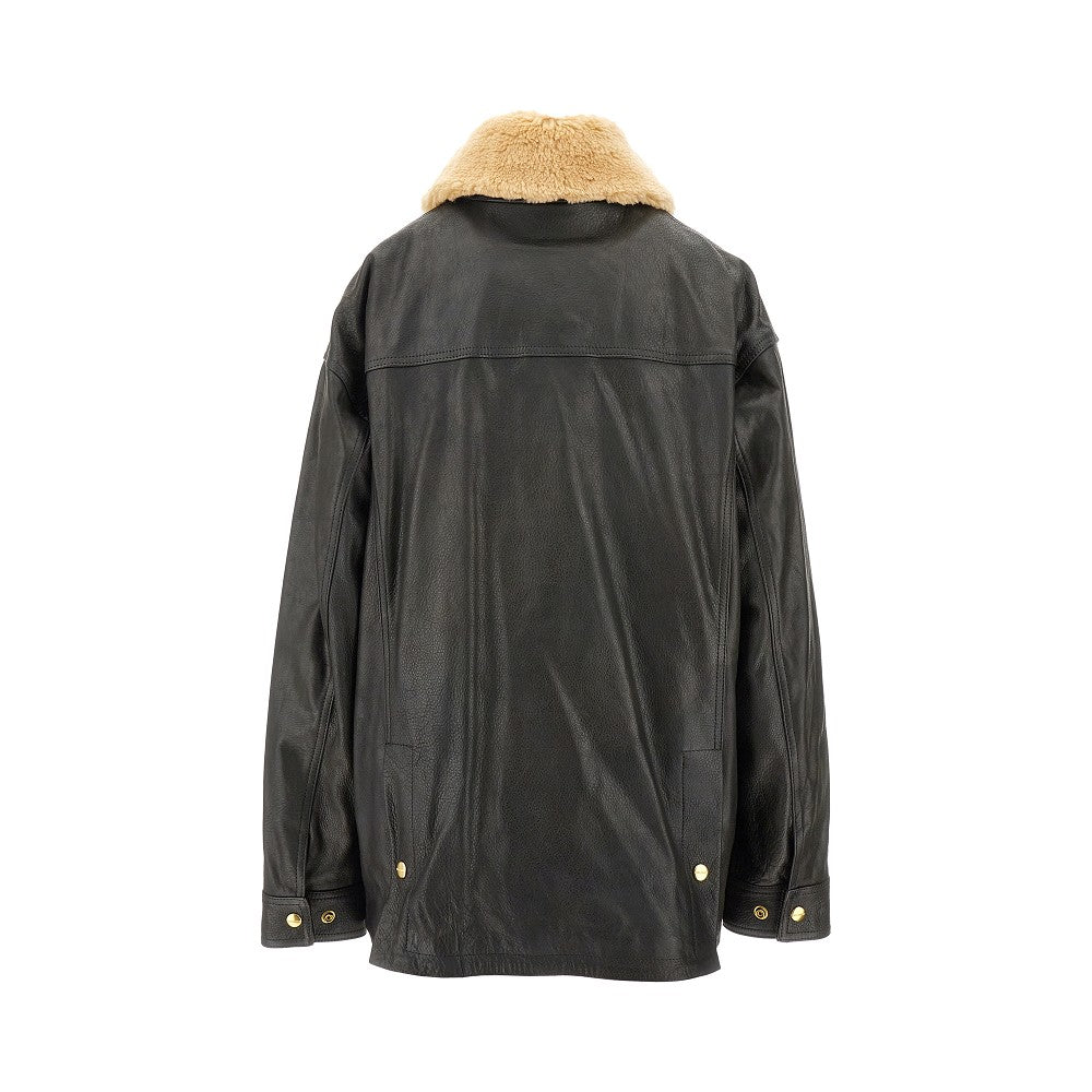 Parka in pelle con liner removibile