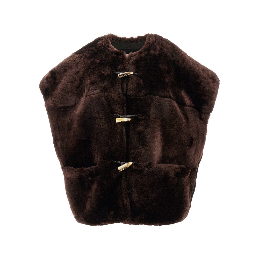Maxi shoulders shearling vest