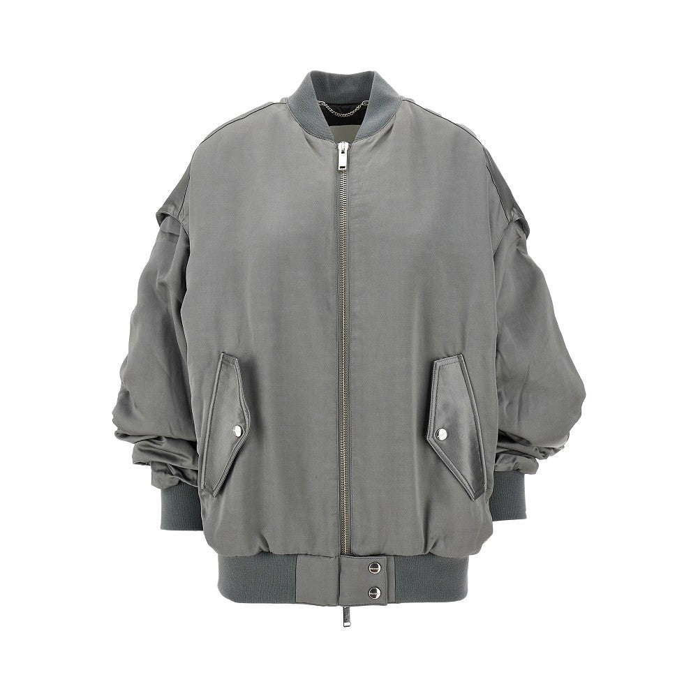 Oversized viscose bomber jacket