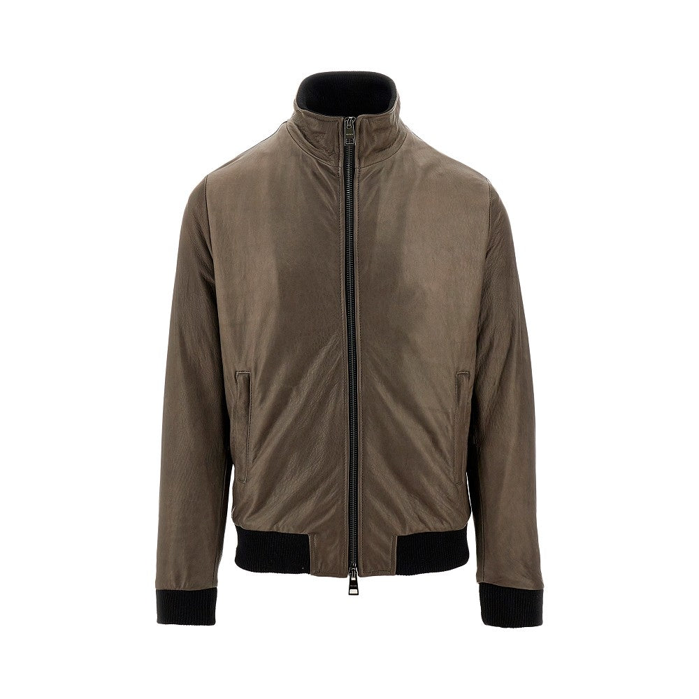 'Hutch' leather bomber jacket
