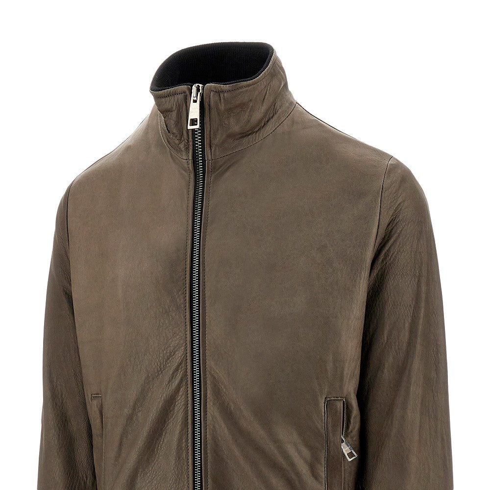 'Hutch' leather bomber jacket