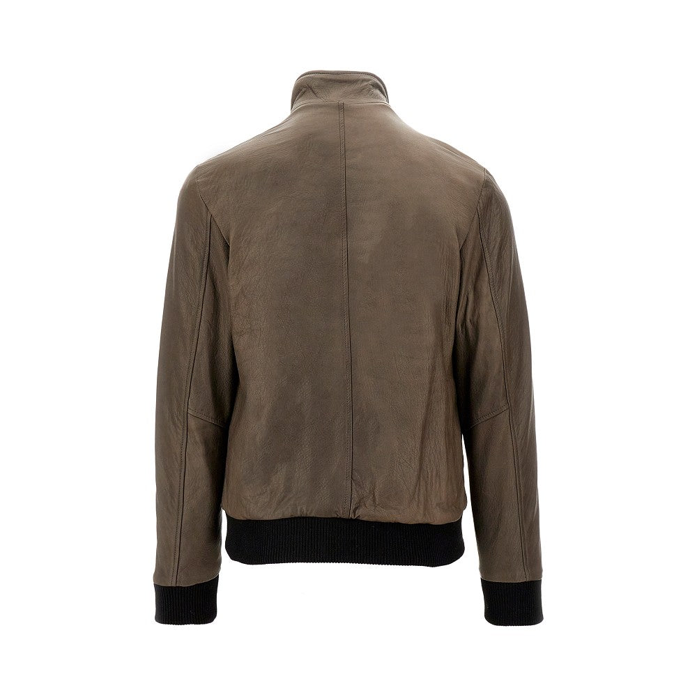 'Hutch' leather bomber jacket