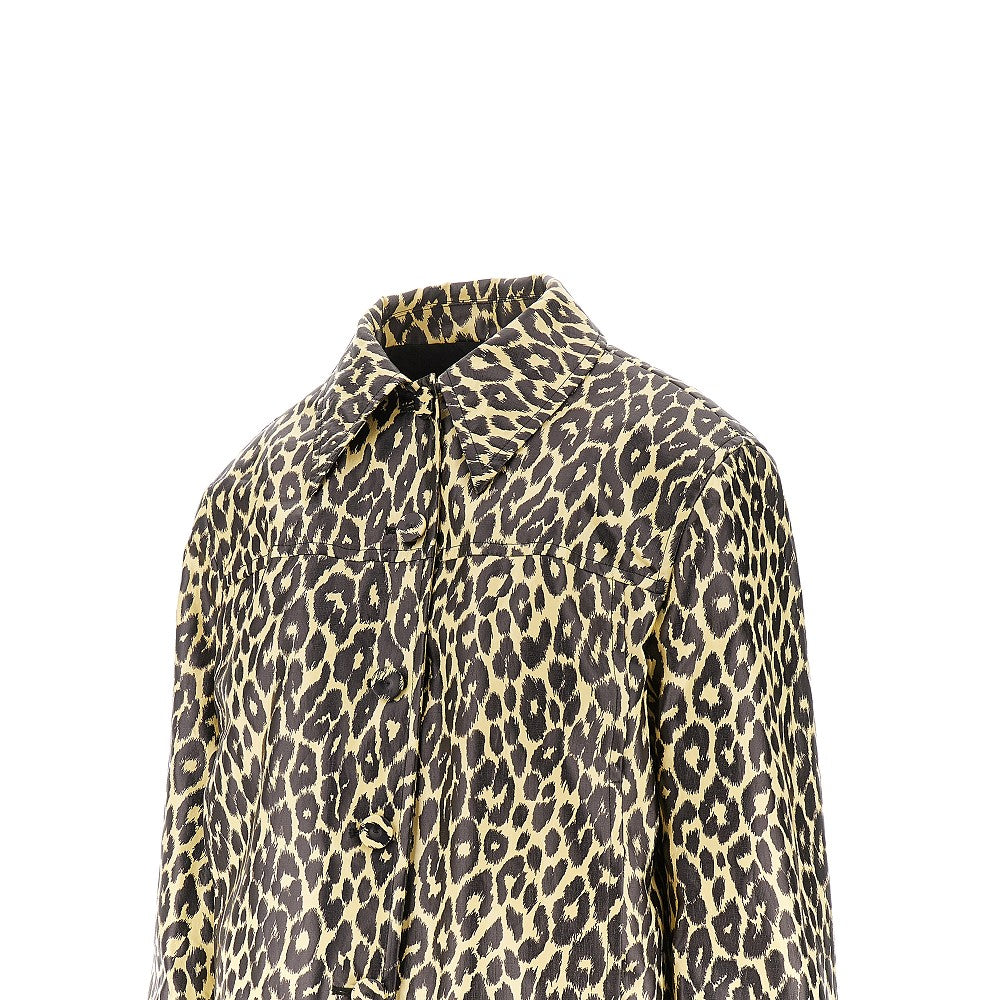 Leopard print coated linen jacket