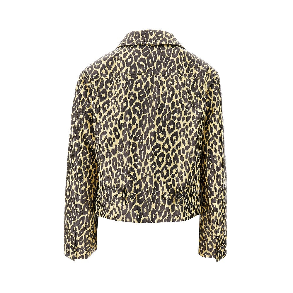 Leopard print coated linen jacket