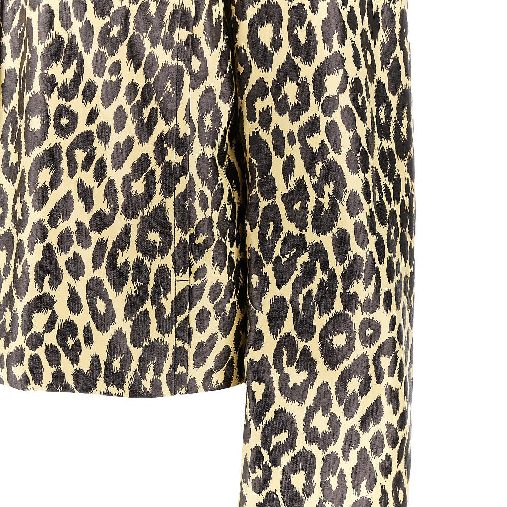 Leopard print coated linen jacket