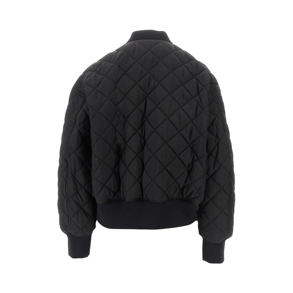 Diamond-quilted twill padded bomber jacket