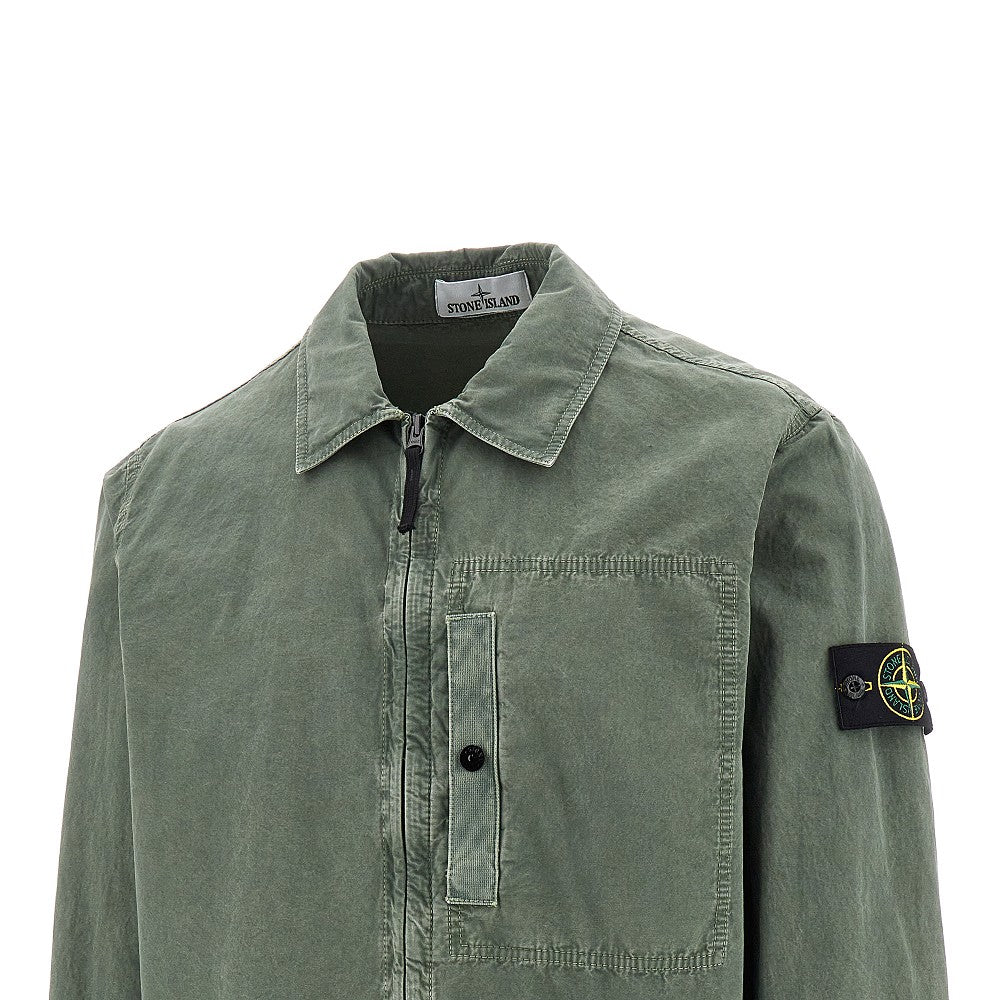 Old effect cotton overshirt STONE ISLAND – RBoutique