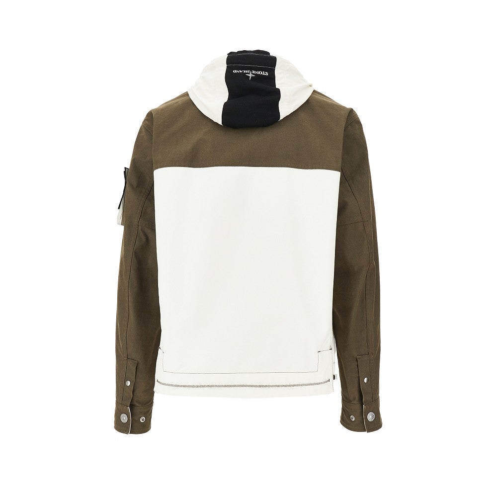 Resin treated canvas hooded jacket