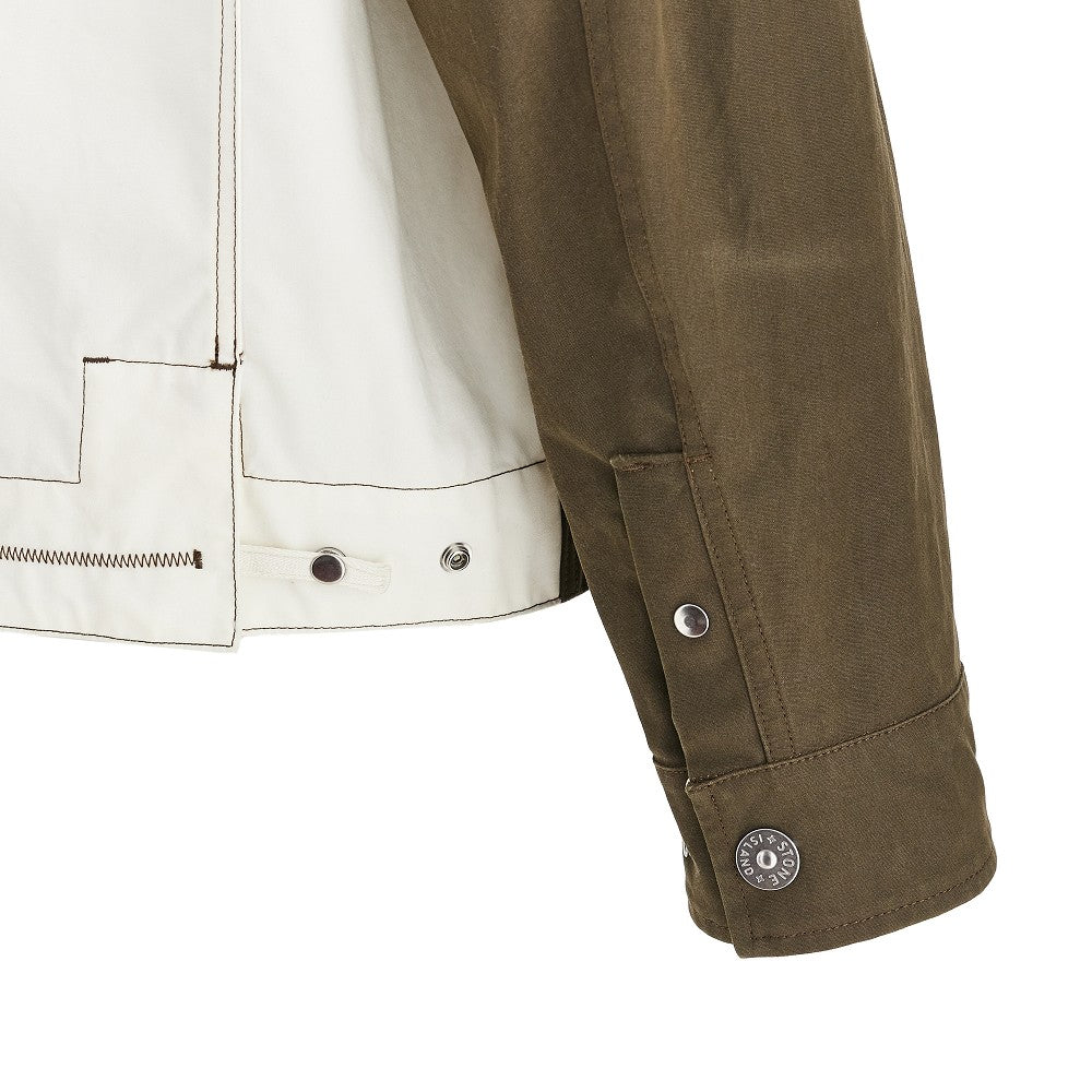 Resin treated canvas hooded jacket