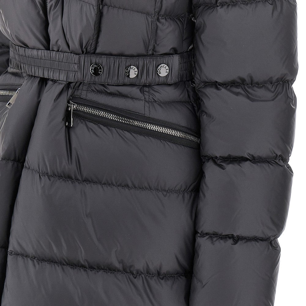 'Boedic' long down jacket with shearling trim