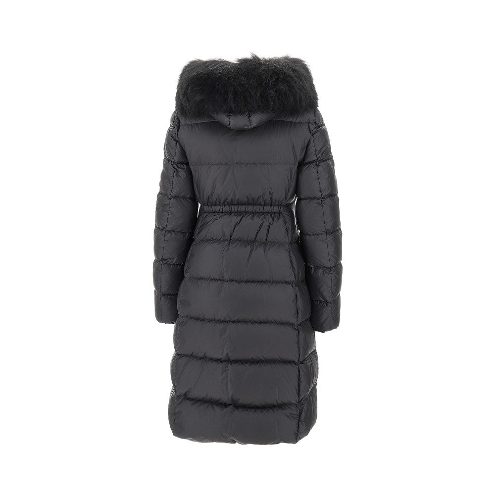 'Boedic' long down jacket with shearling trim