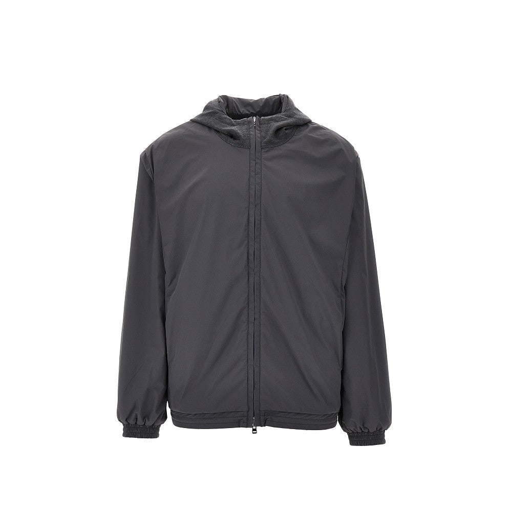 Felpa full-zip reversibile in lana e nylon