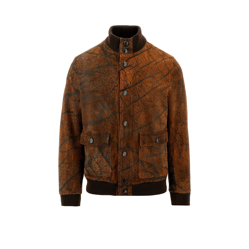 Bomber in pelle effetto elefante