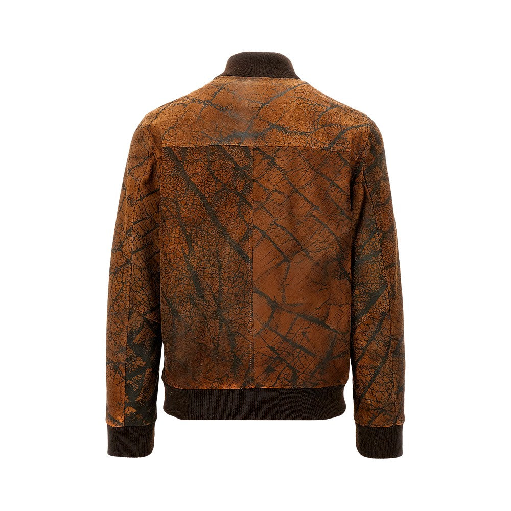 Bomber in pelle effetto elefante