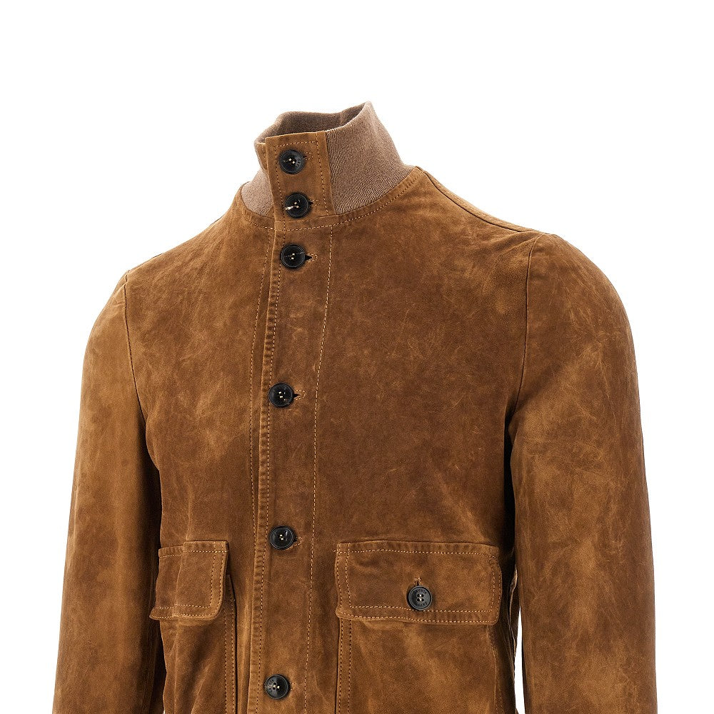Bomber in camoscio lavato