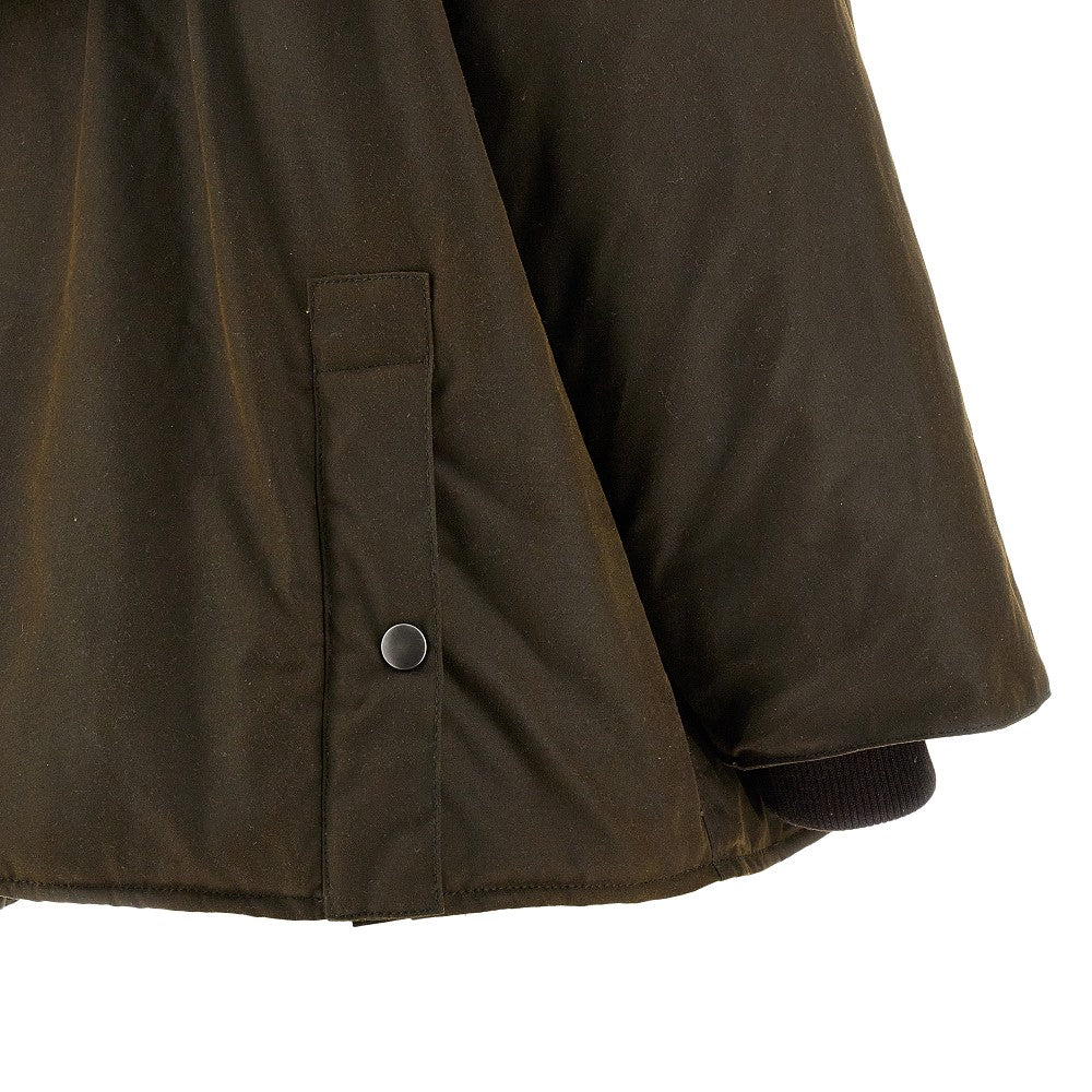 Waxed cotton jacket with leather collar