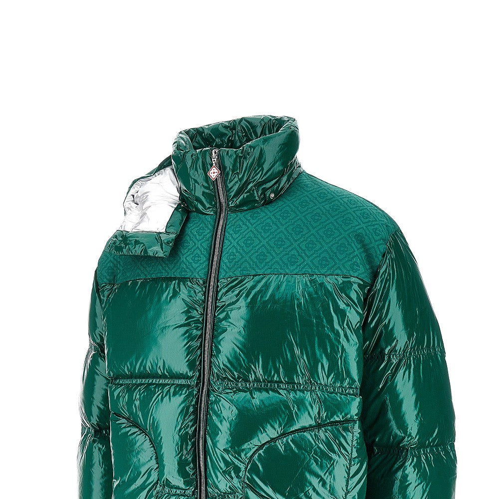 Piumino in ripstop con pannello jacquard