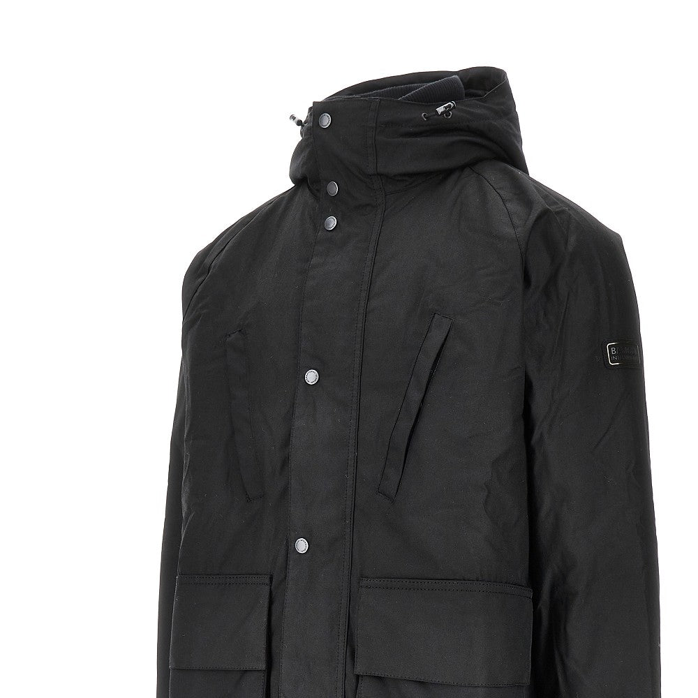 'Oakdale' waxed cotton padded parka coat