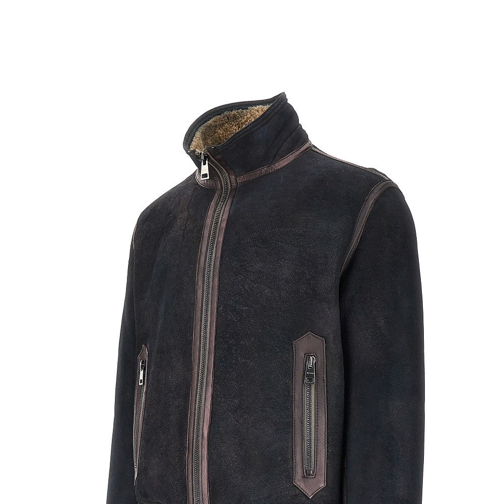 Bomber in montone tinto in capo