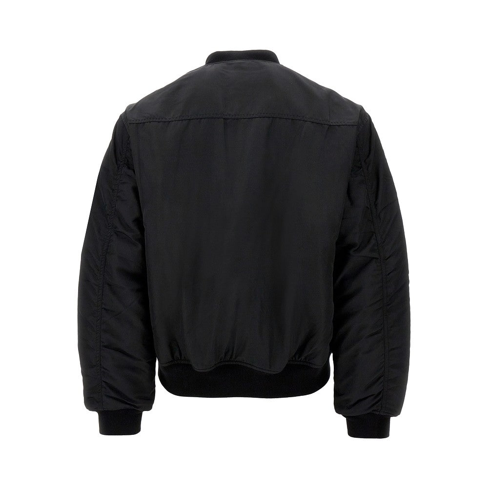 Padded nylon reversible bomber jacket