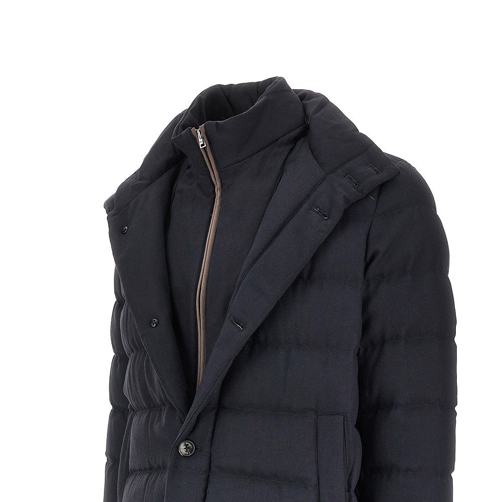 Padded twill coat with removable bib
