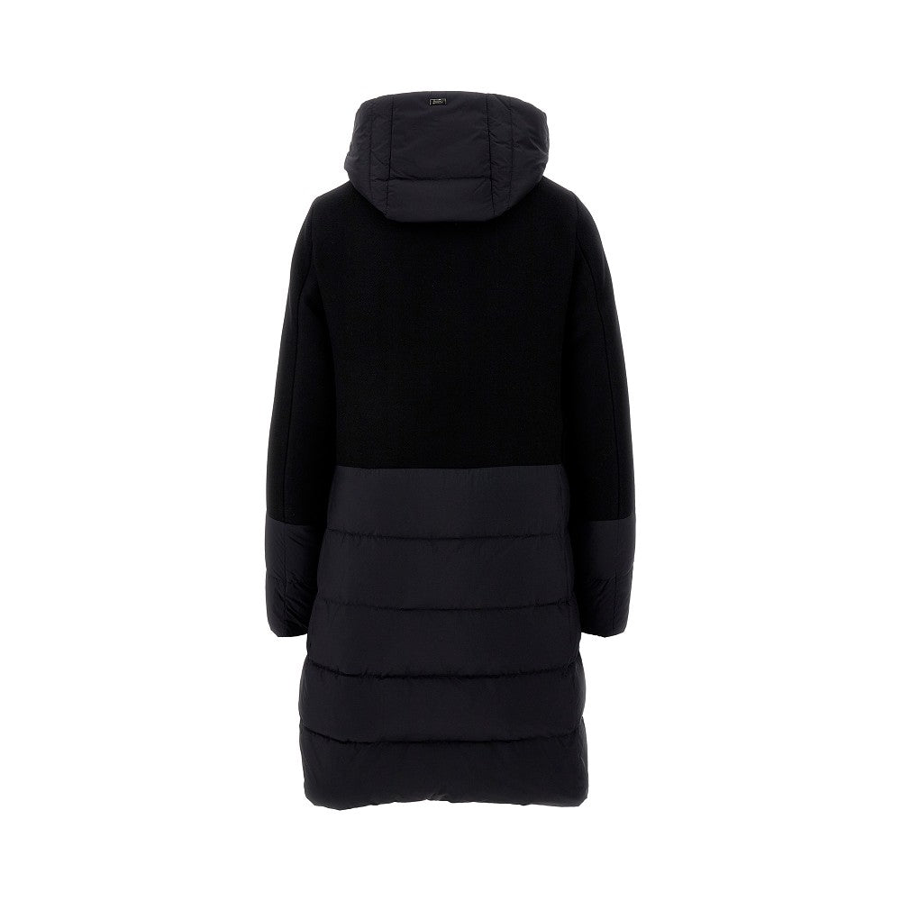 Cappotto bi-materiale in lana e nylon