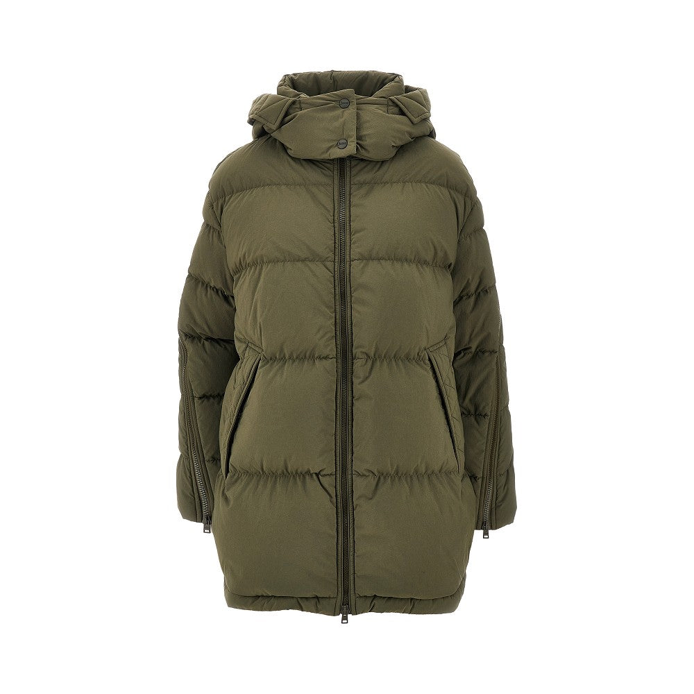 Matte nylon hooded down jacket