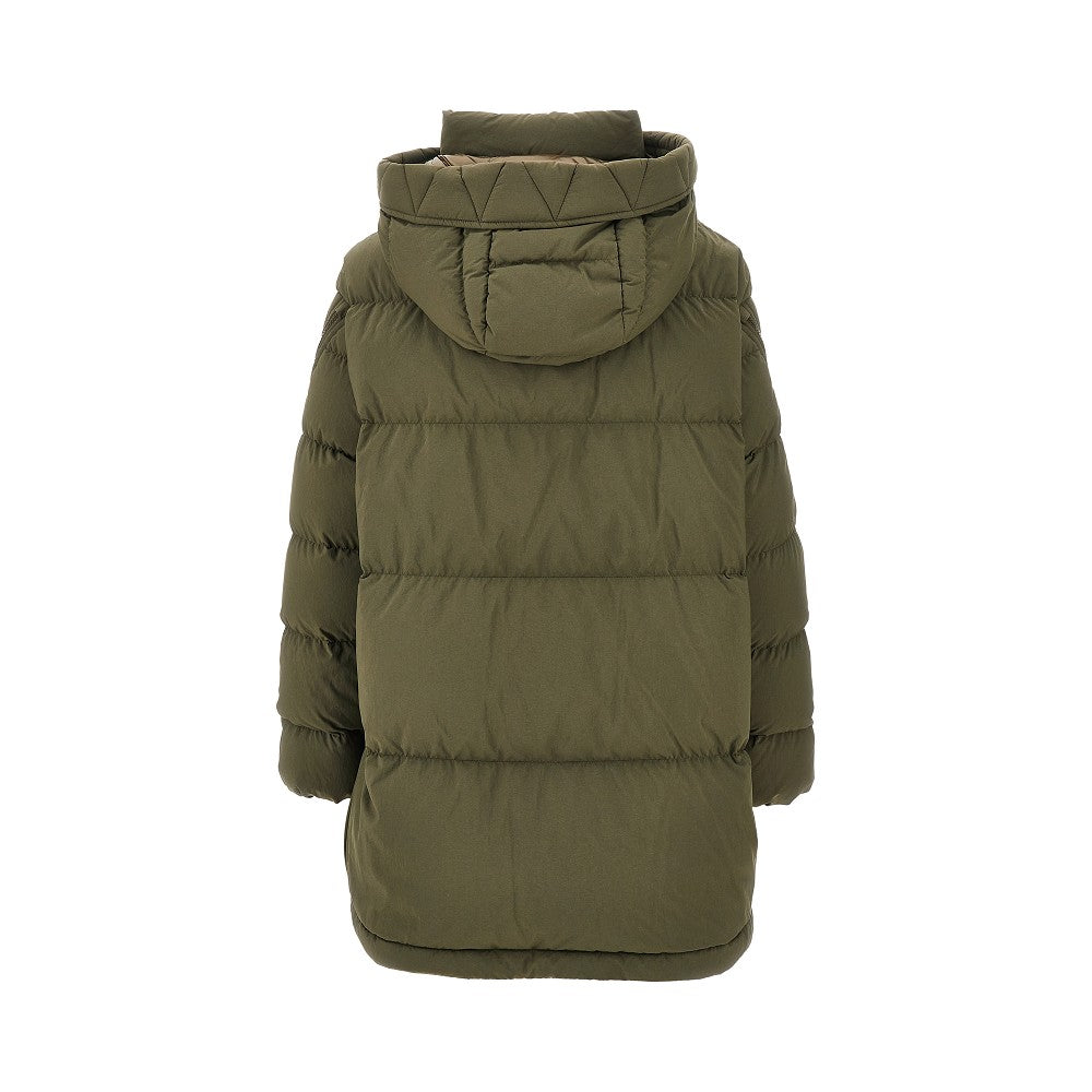 Matte nylon hooded down jacket