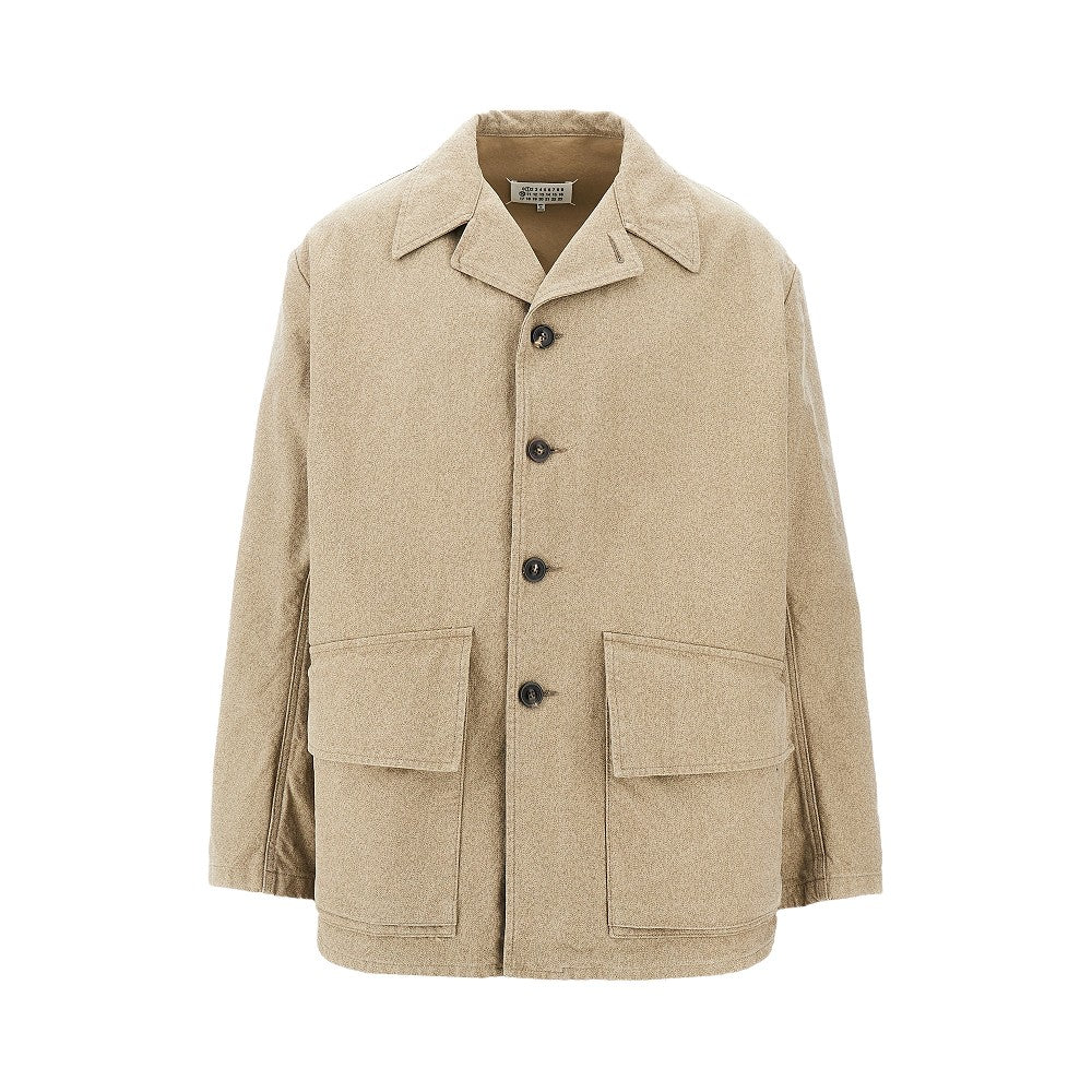 Mélange cotton single-breasted jacket