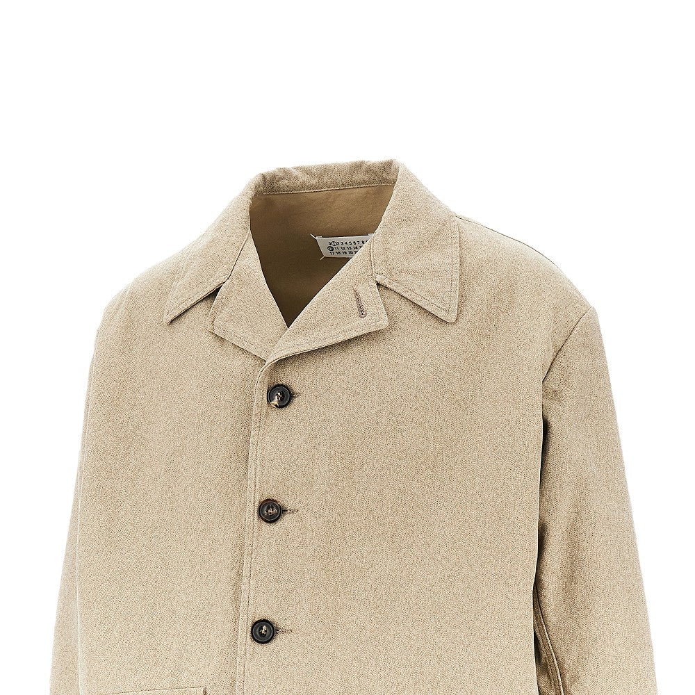 Mélange cotton single-breasted jacket