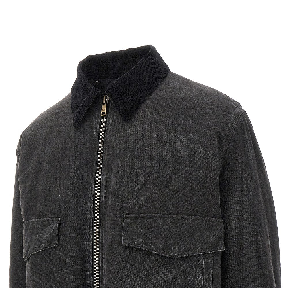Bomber in tela con colletto in pelliccia