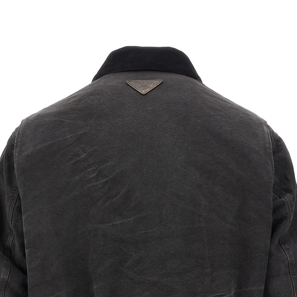 Bomber in tela con colletto in pelliccia