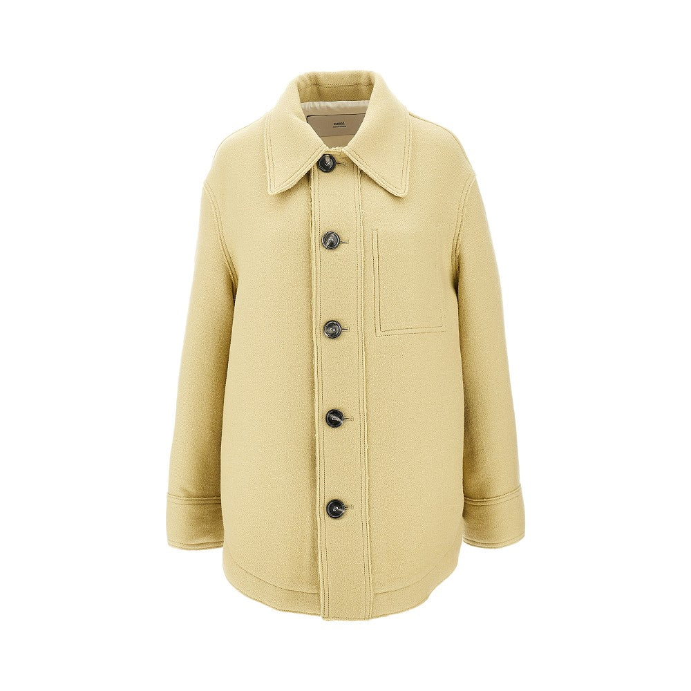 Boiled wool gabardine shirt jacket
