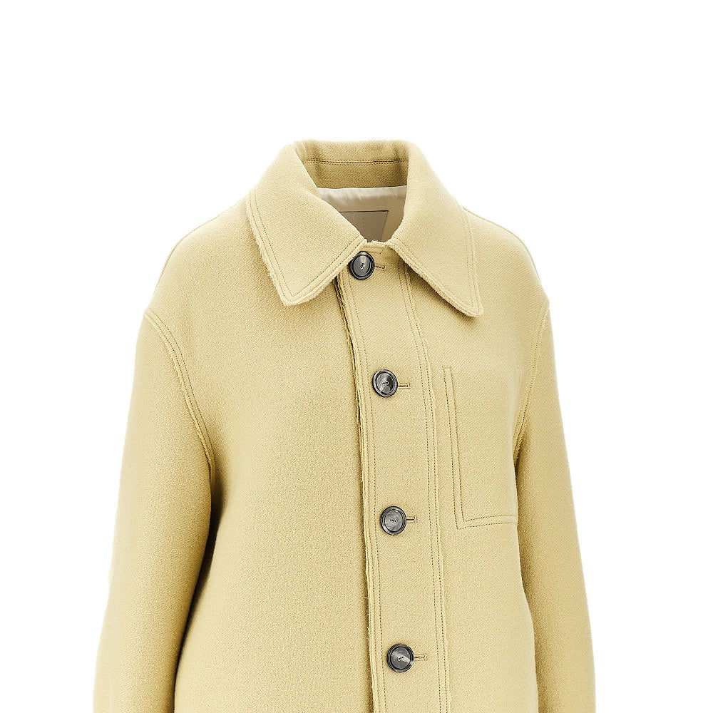 Boiled wool gabardine shirt jacket
