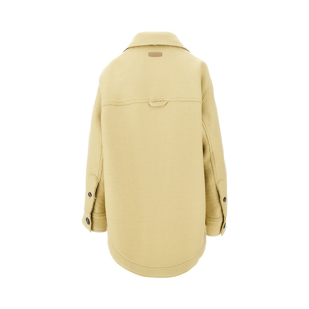Boiled wool gabardine shirt jacket