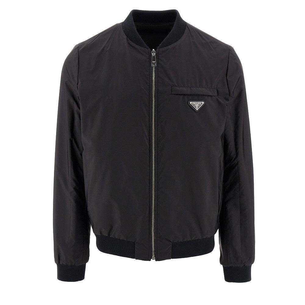 Bomber reversibile in pelle e Re-nylon