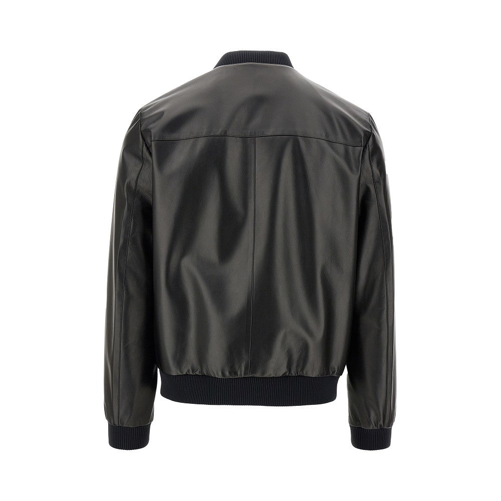 Bomber reversibile in pelle e Re-nylon