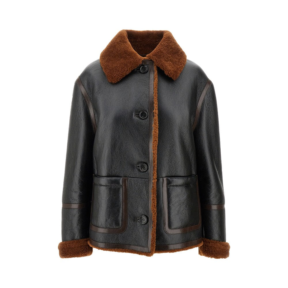 Giacca in pelle con fodera in shearling