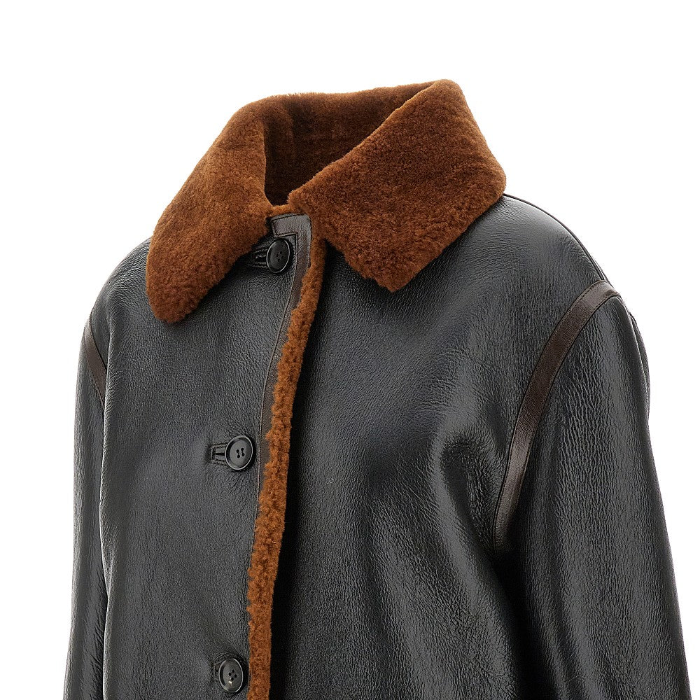 Giacca in pelle con fodera in shearling