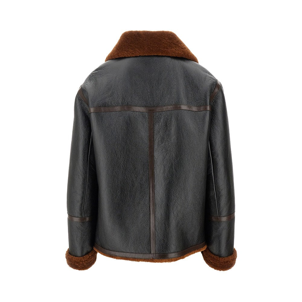 Giacca in pelle con fodera in shearling