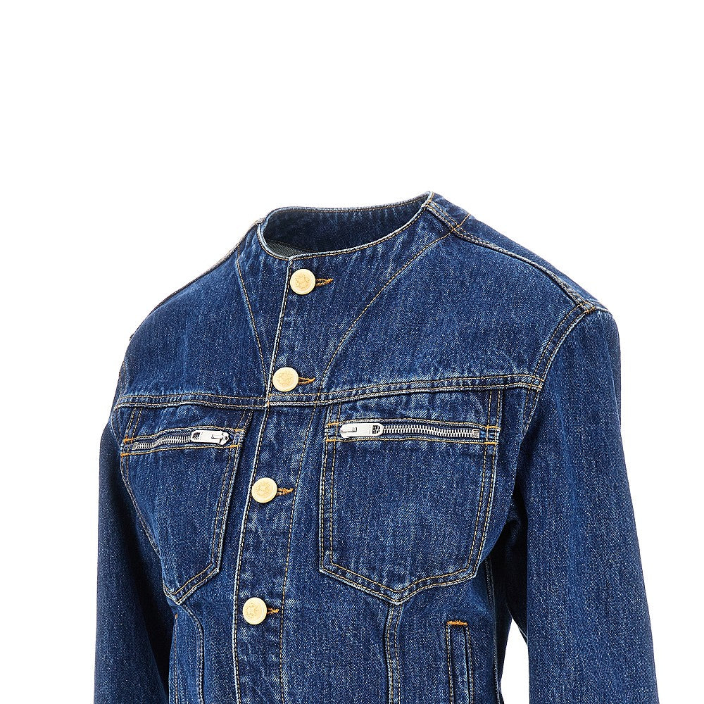 Denim crewneck jacket