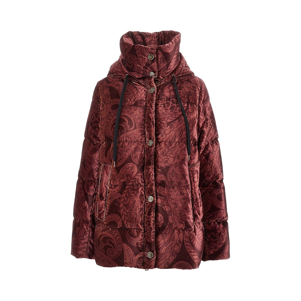 Floral velvet down jacket