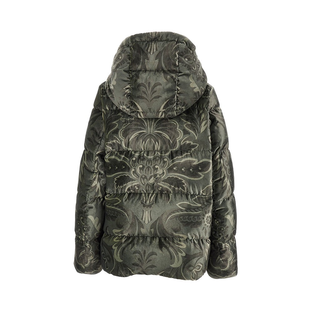 Floral velvet down jacket