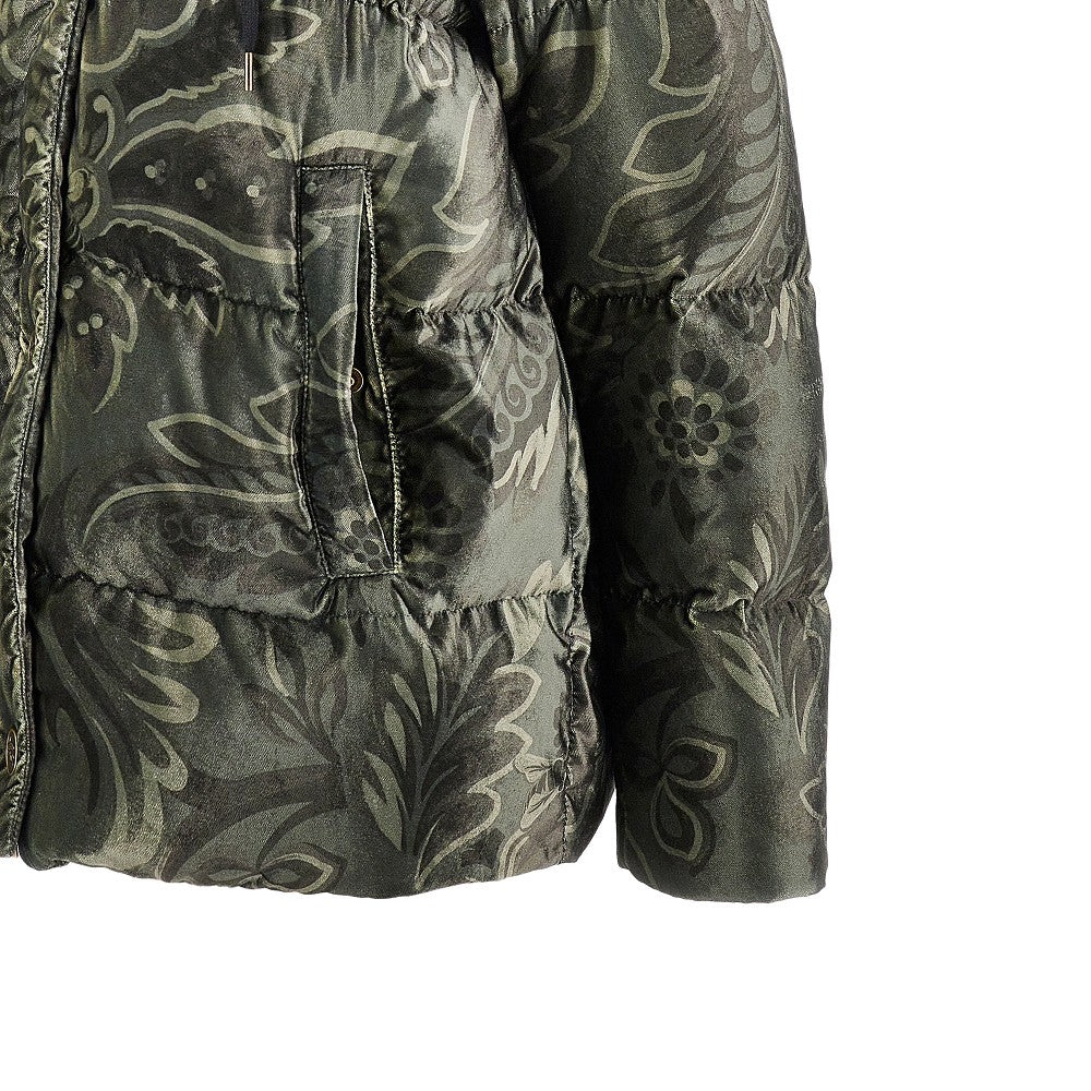 Floral velvet down jacket